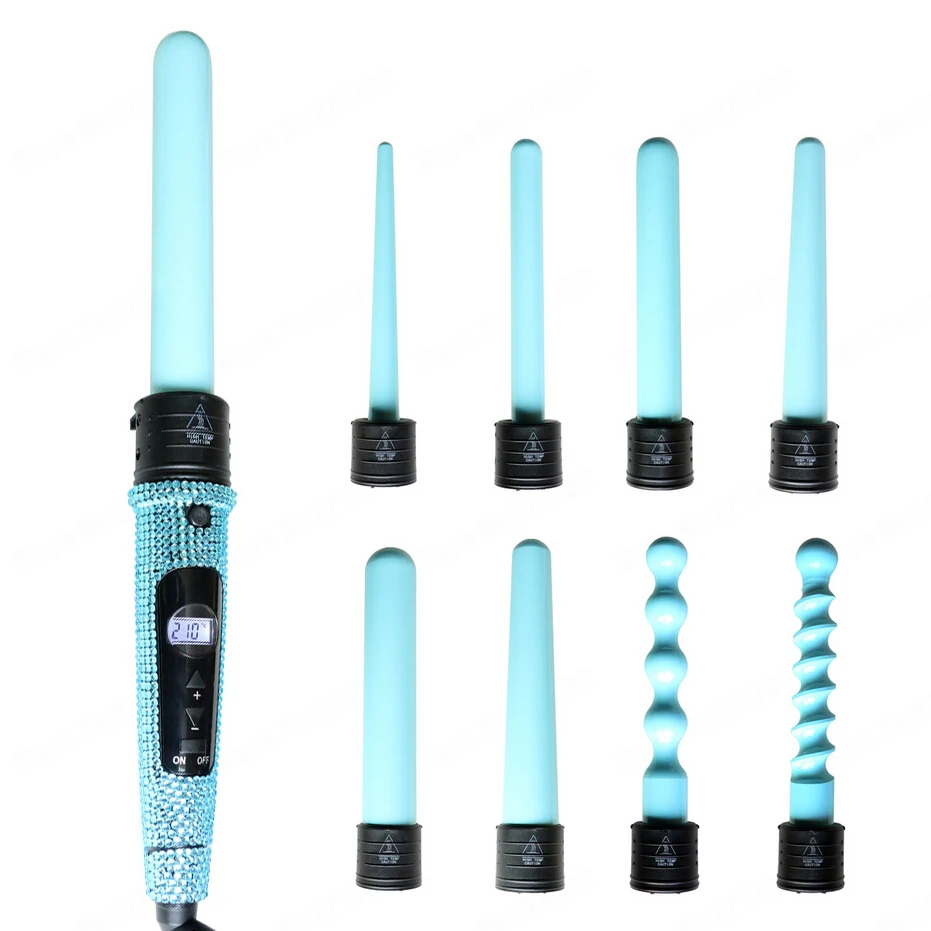 EU Plug 8 in 1 Curling Iron 8P Interchangeable Barrel Curler Pro LCD