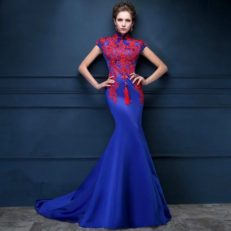 Royal blue Mermaid oriental styled dress (25)