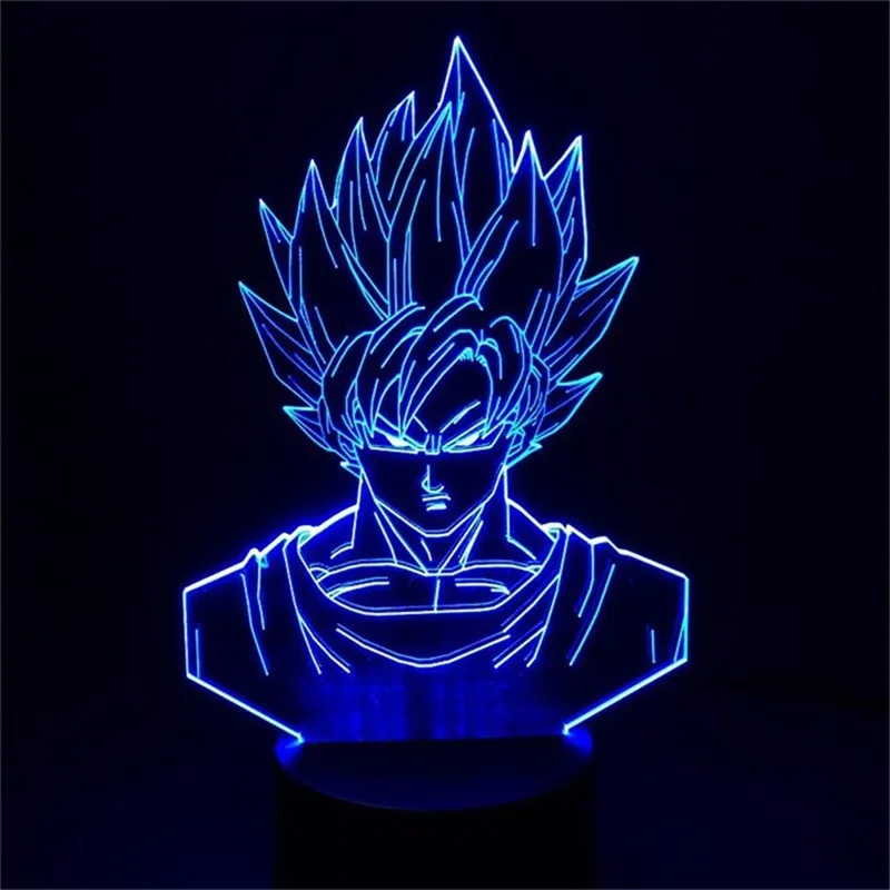 3D светодиодный Светильник-ночник Dragon Ball Z Goku Super Saiyan, 7 цветов, сенсорный декоративный светильник, Оптическая иллюзия