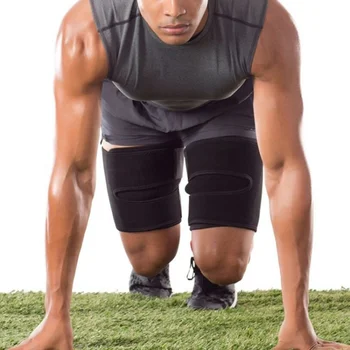 

Compression Adjustable Thigh Brace Wraps Support Leg Warmers Breathable Neoprene Non-Slip Hamstring Sleeve