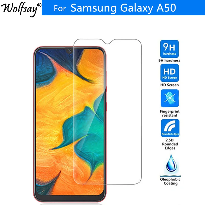 2 шт для закаленного стекла Samsung Galaxy A50 Защитная пленка экрана премиум стекло 9H
