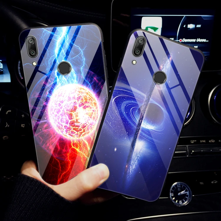 Чехол для Huawei Y7 2019 жесткое закаленное стекло окрашенный задний бампер Y 7 Prime Pro