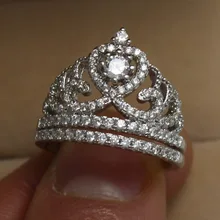 Victoria Wieck impresionante Crown ajuste topacio diamante simulado 925 Sterling silver Wedding Band Ring Set Sz 5-11 regalo del envío gratis