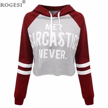 Rogesi 2016 New Casual Women T Shirts Hooded Long Sleeve Round Neck Short Shirt Women s
