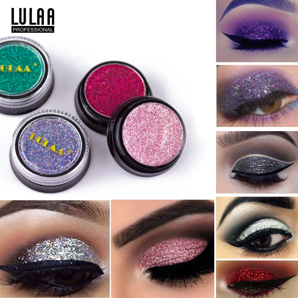 

LULAA Diamond Glitter Eyeshadow 14 Colors Single Palette Illuminator Makeup Shimmer Metal Eye Shadow Shine Pigment Cosmetics