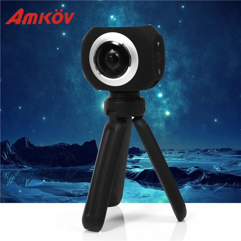 

Amkov AMK360s HD Camera 360 Degrees Panoramic Double Lens Camera 1200mAh 4K VR Support TF card WiFi Sports Digital Camera