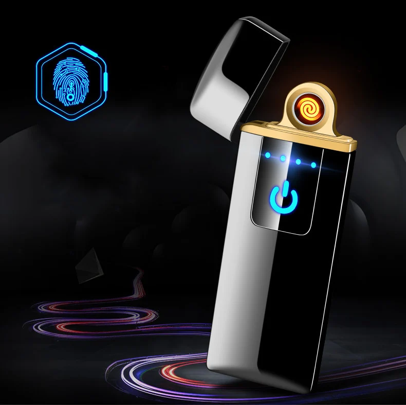 USB зарядка Электронная зажигалка тонкая мини-зажигалка LED сенсорный сенсор