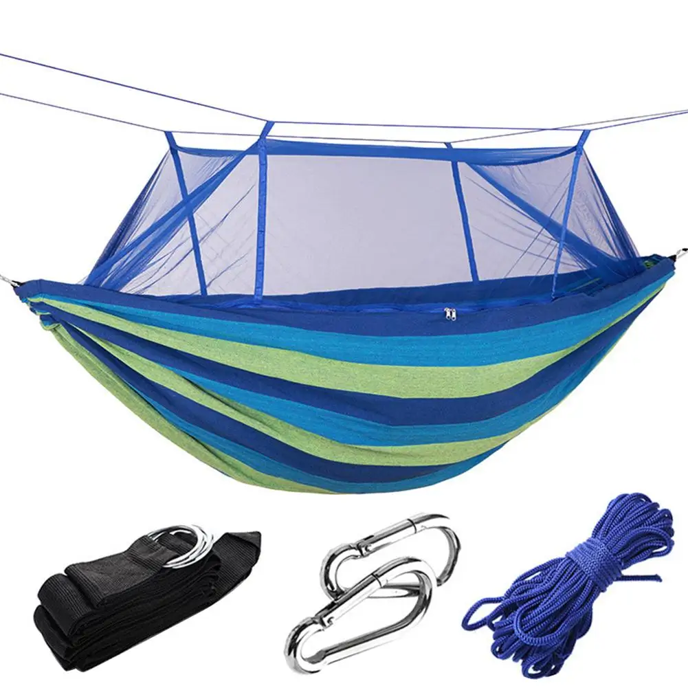 

Thickened Canvas Hammock with Mosquito-proof Cover Anti-rollover Hammock for Outdoor Hiking Camping