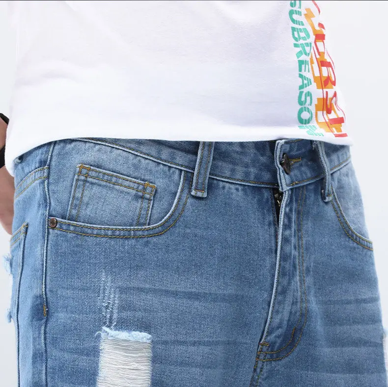 Fashion Men Jeans Solid Pencil Pants Cotton Cargo Jeans Pant Simple Color Male Trousers Youth Full Length Brand Hollow Out Jeans 08