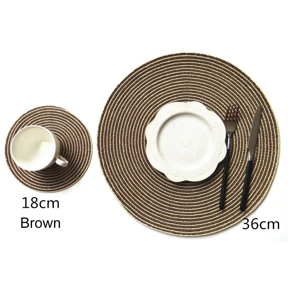 Round Placemat Table Mat Coaster Non Slip Cotton Solid Placemat Mat Yarn Woven Table Insulation Pad Kitchen Tools Accessories Round Placemat Table Mat Coaster Non Slip Cotton Solid Placemat Mat Yarn Woven Table Insulation Pad Kitchen Tools Accessories