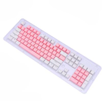 PBT колпачки для механической клавиатуры контрастный цвет розовый белый комбинированный двойной удар инъекции стандарт США 104 ключи с зажимом для ключей - Цвет: Pink White