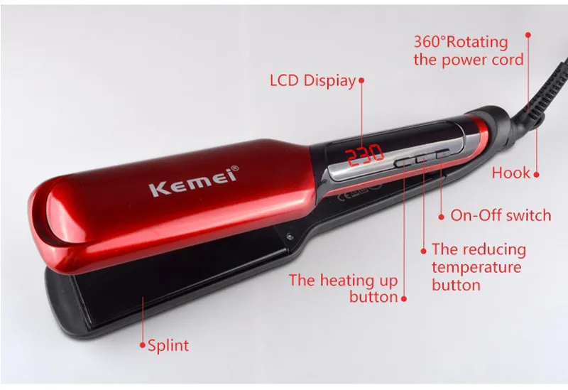 Kemei ЖК-дисплей плоский утюжок цифровой выпрямитель Быстрый щипцы для завивки волос не KM-9620