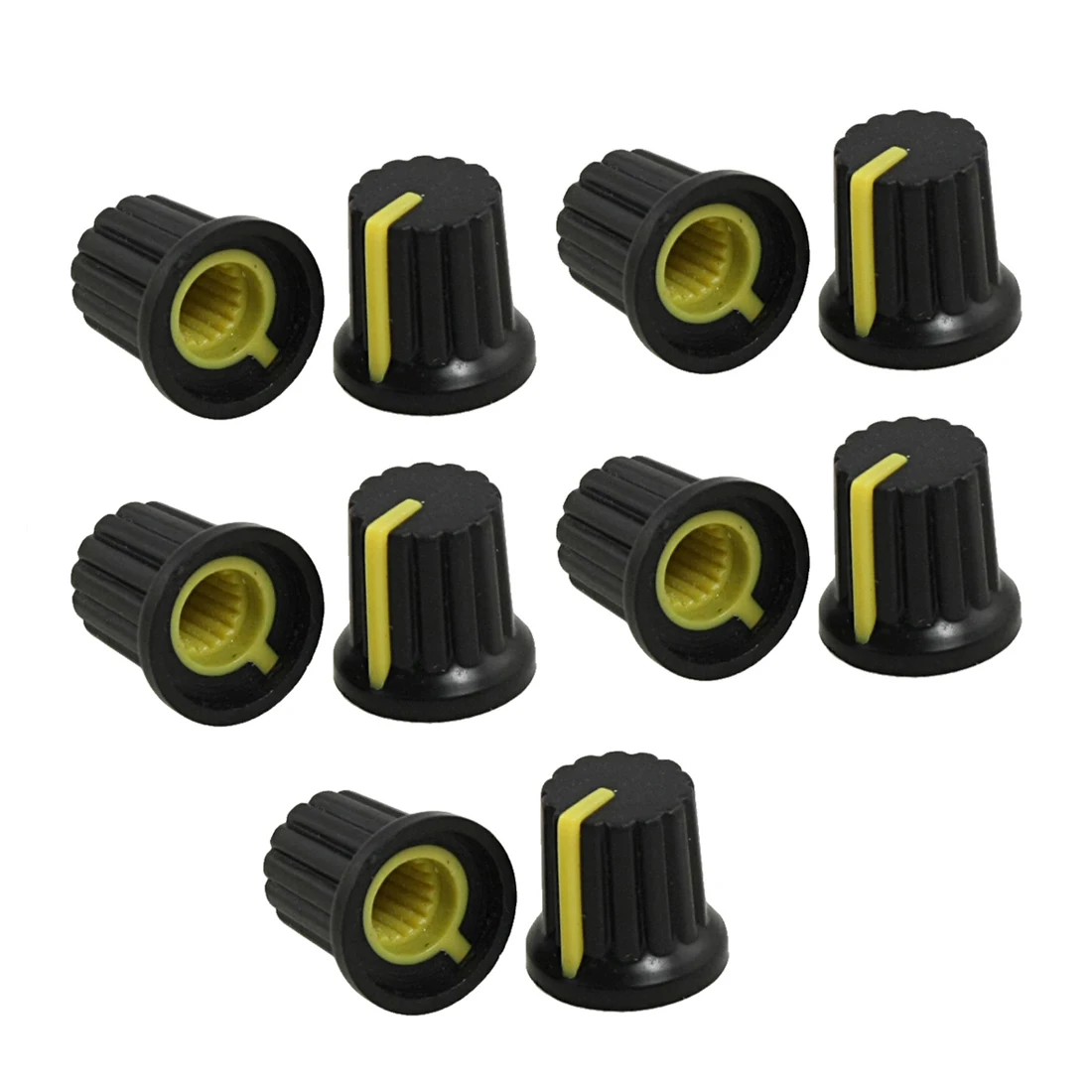20 Pz 6mm Albero Diametro Foro Zigrinato Potenziometro Pot Knob Caps Color Ra
