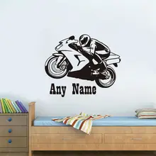 Motorcycle Decorative Mural Vinyl Wall Sticker font b Motorbike b font Racing Mural font b Customized