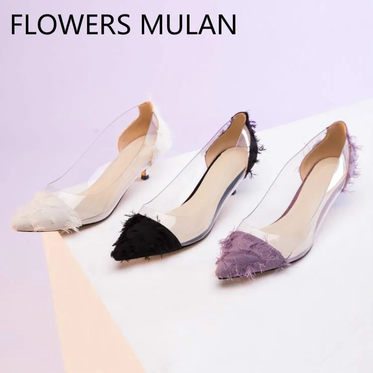 

Brand New Patchwork Cotton Pointed Toe Transparent PVC Upper Flat Shoes Woman Shallow Slip On Girl Loafers Spring Zapatos Mujer