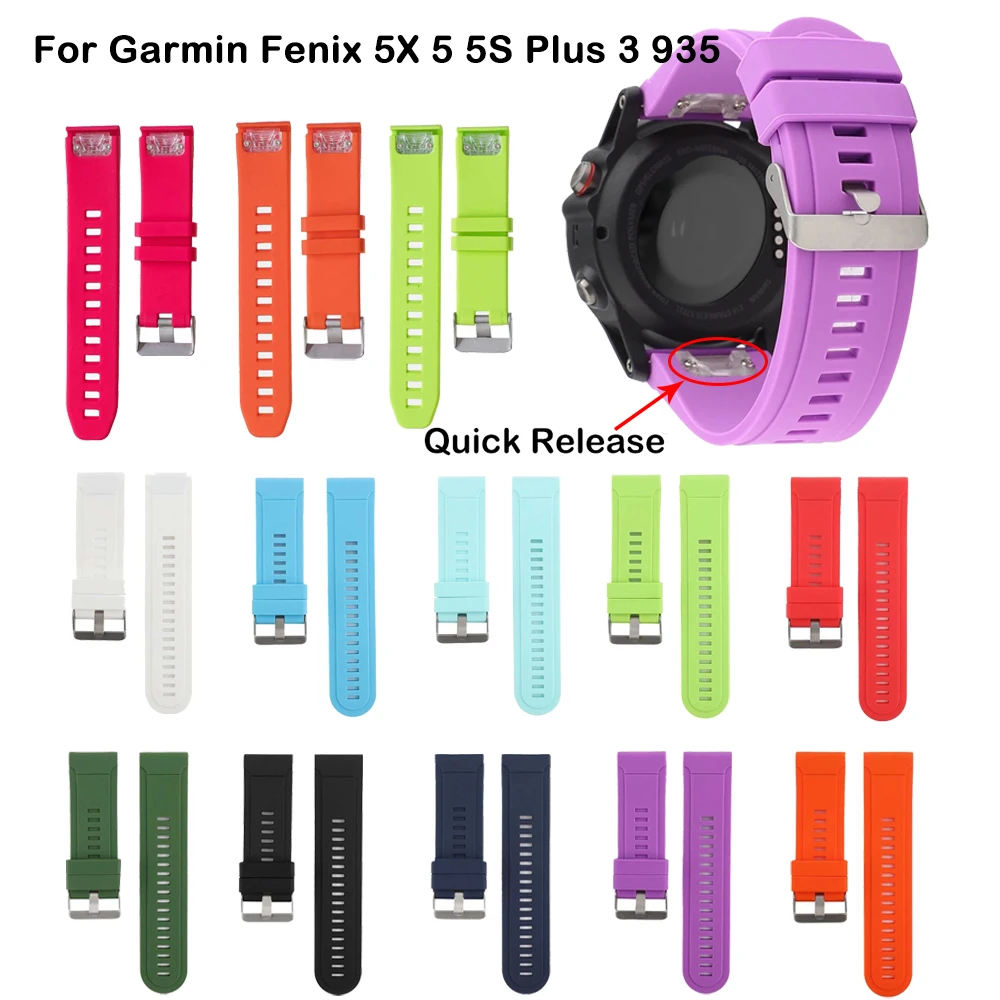 Ремешок силиконовый для наручных часов Garmin Fenix 5X 5 5S Plus 3 HR Forerunner 935 | Электроника