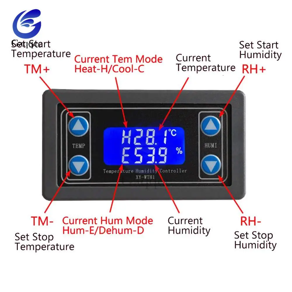 10A термостат цифровой Температура регулятор влажности с источником питания от постоянного тока, 6 V-30 V Термальность регулятор температуры с термопарным ЖК-дисплей Дисплей SHT20 Сенсор метр