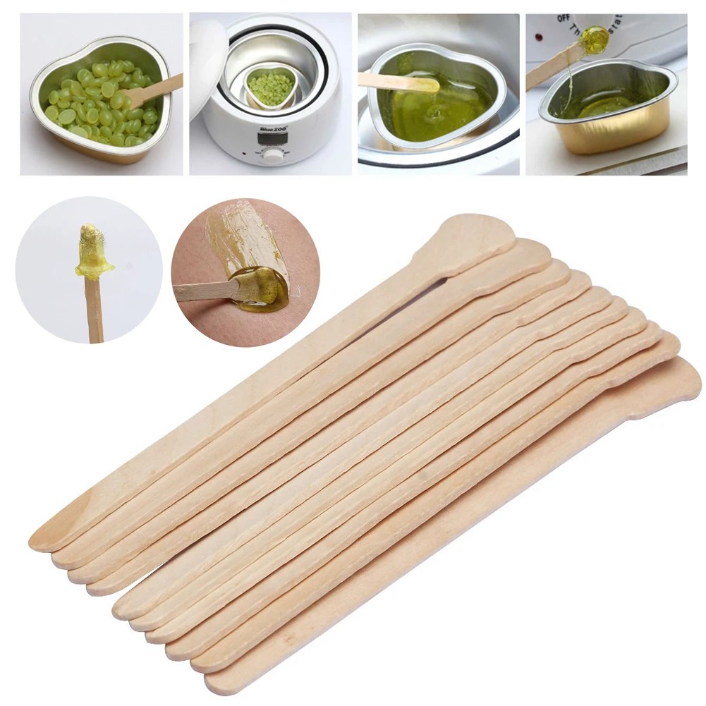 

100pcs/set Wooden Waxing Wax Spatula Tongue Depressor Disposable Hair Removal Sticks Tattoo Wax Medical Stick Beauty Health Tool