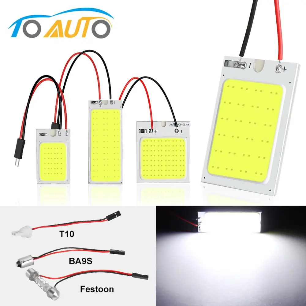 

2Pcs C5W Led Panel Festoon BA9S T4W T10 Adapter Dome Reading Light Map Lamp COB Chips Car Interior Lights 12V White Auto Bulbs