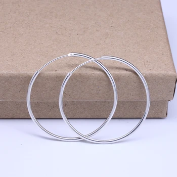 

REAL!!!SILVER 925 STERLING SILVER BIG HOOP EARRINGS OUT DIAMETER 4CM /40MM FOR WOMEN GIRLS