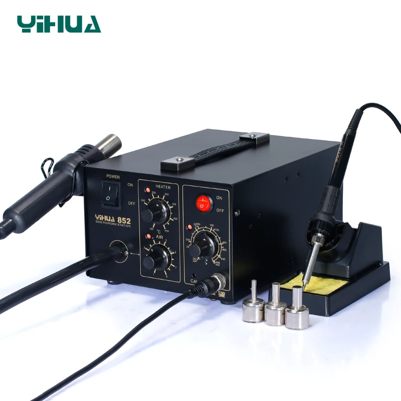 

YIHUA 852 Diaphragm Pump Rework Soldering Station 220V Hot Air With Soldering Iron Station Repair Tool