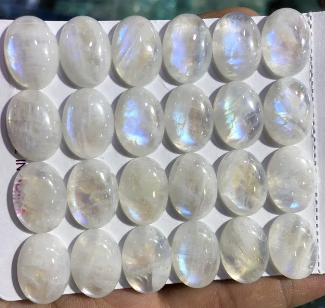 100 natural rainbow moonstone cabochon 13x18mm oval gem cab ring