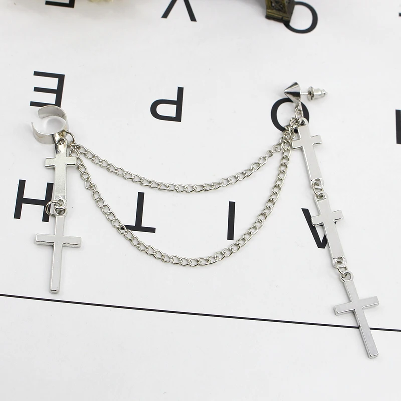 1pcs-Vintage-Punk-Metal-Cross-Tassel-Ear-Cuff-Earrings-For-Women-Hip-Hop-Multilayer-Chain-Tassels (2)