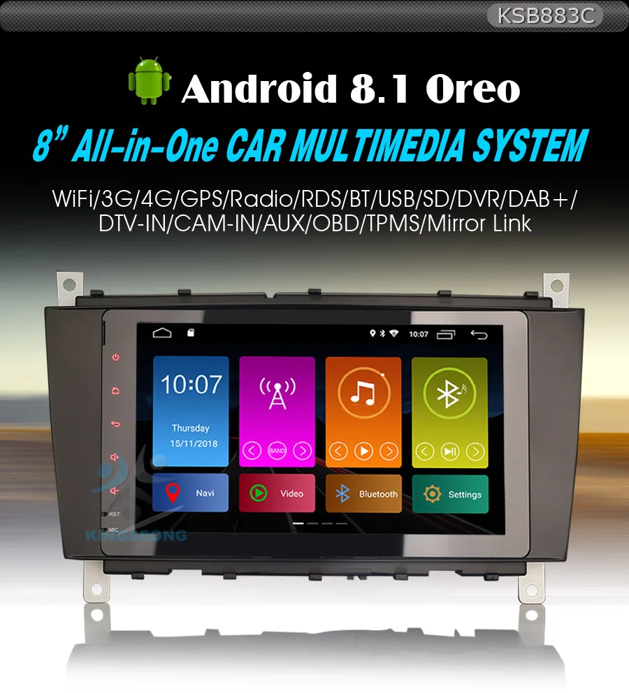 Best DAB+ Autoradio for Mercedes Benz C/G/CLK W203 W209 Viano W639 Android 8.1 WIFI 4G GPS Car Multimedia Player NAVI DVR OBD DVT-IN 0