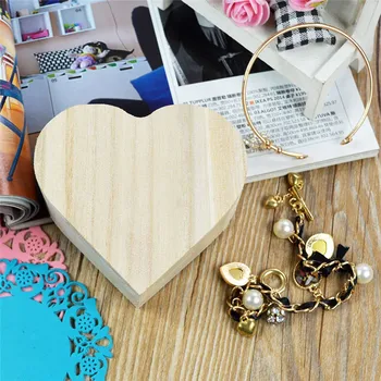 

New Arrive Storage Boxes Heart Shape Wood Box Jewelry Box Wedding Gift Home Storage Bin Earrings Ring Box