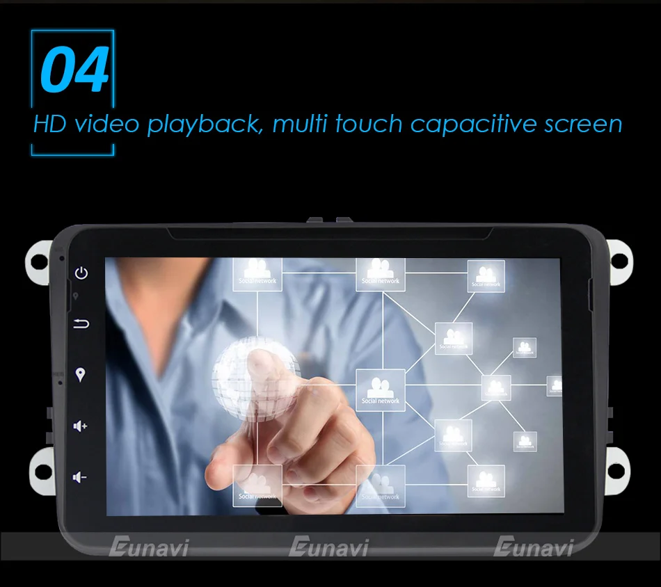 Top Eunavi 8" 2din Car dvd Android 9.0 2 din radio stereo Octa Core For VW Golf MK6 5 Polo Jetta Tiguan Passat B6 5 CC Skoda Touran 5