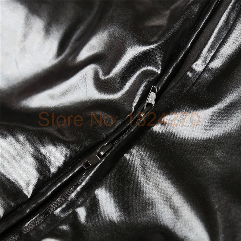 Faux Leather Catsuit Spandex Bodysuit Men Lingerie Clubwear XXL XXXL Plus Size
