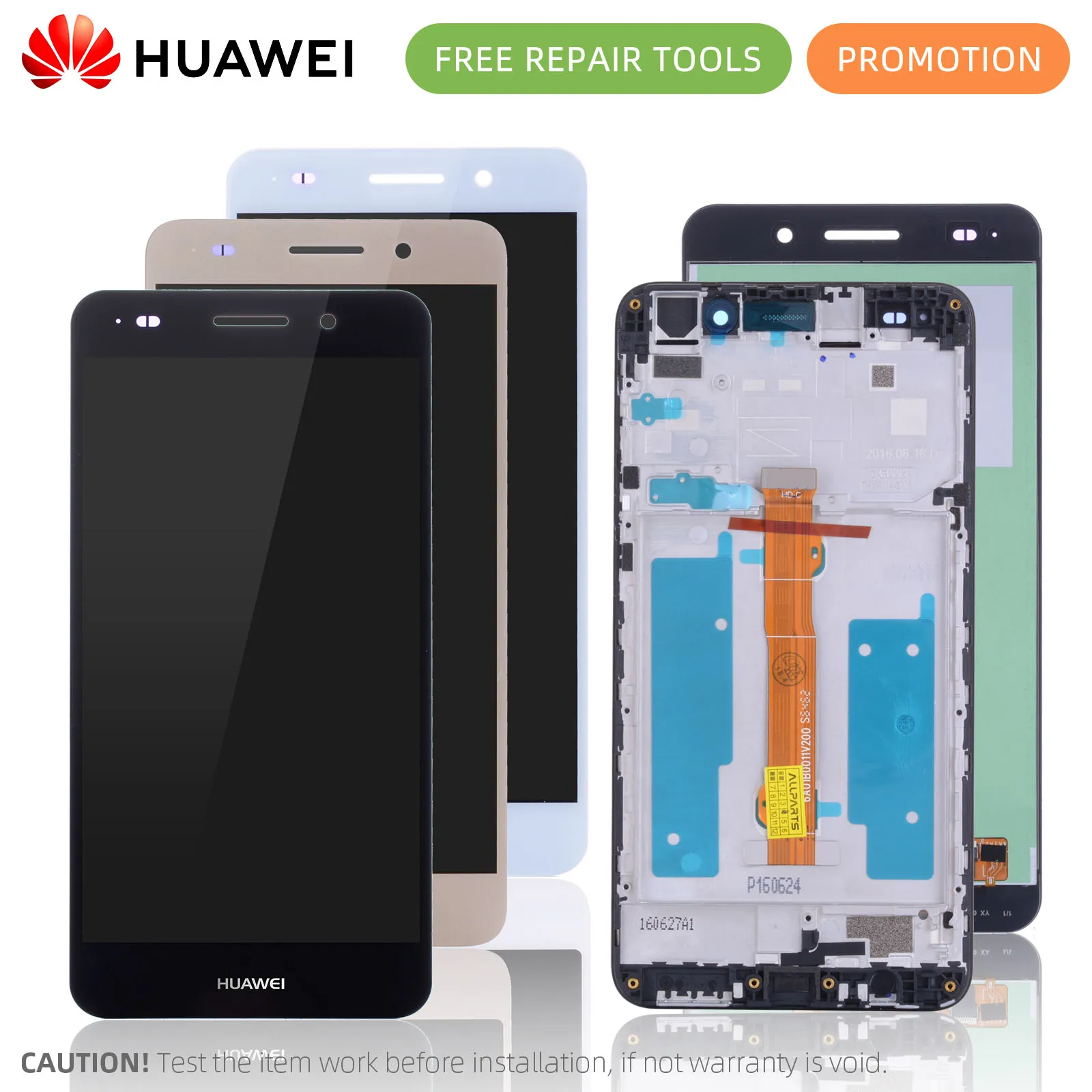 Дисплей для For HUAWEI Y6 II LCD в сборе с тачскрином на рамке Оригинал черный белый