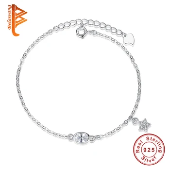 

925 Sterling Silver Star Pendant Bracelets For Women New Pretty Statement Crystal Bracelet Bangles Party Jewelry
