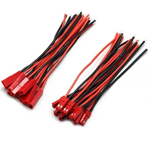 

10 Pairs (Male & Female) 10CM 2Pin JST Wire Connector for RC Lipo Battery Discharge Esc Bec Board Line- 20AWG Silicone Cord