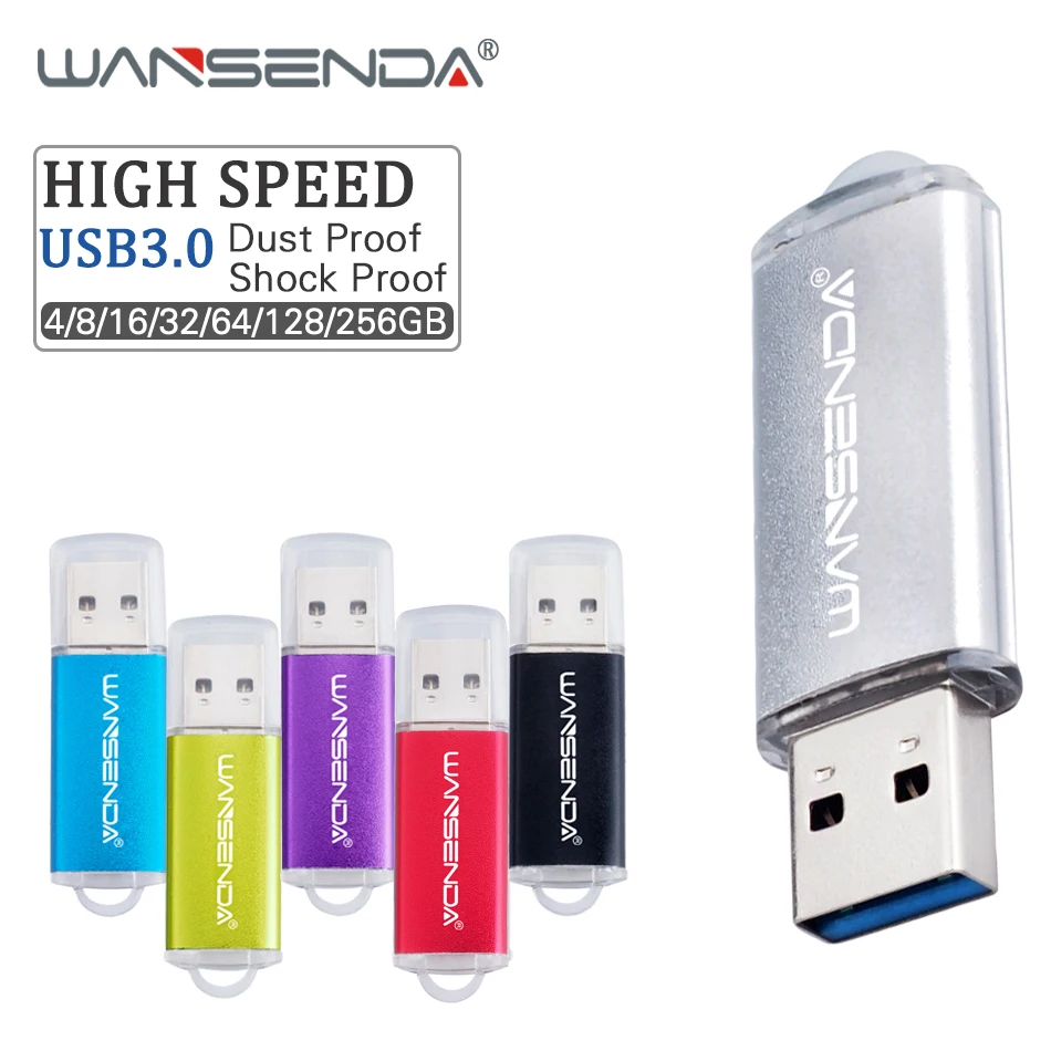 WANSENDA, USB 3,0, USB флеш-накопитель, металлическая ручка, 256 ГБ, 128 ГБ, 64 ГБ, 32 ГБ, 16 ГБ, 8 ГБ, внешний накопитель, флешка, Usb флешка, диск памяти