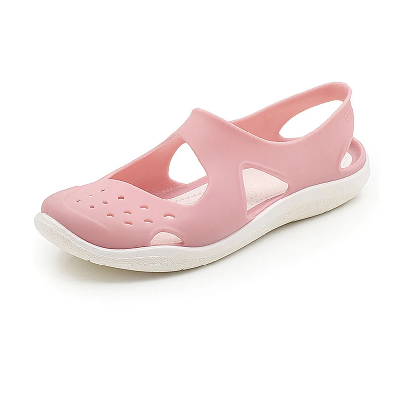 

Woman Sandals 2019 Summer Beach Shoes EVA Soft Bottom Hollow Anti-slip Jelly Shoes Slip-On Women's Flats Breathable Shoes