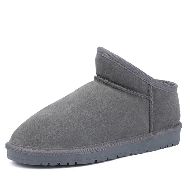 

Fresh and casual autumn and winter seasons warm Leather women lazy shoes suede leather wool inside shoes for men snow boots