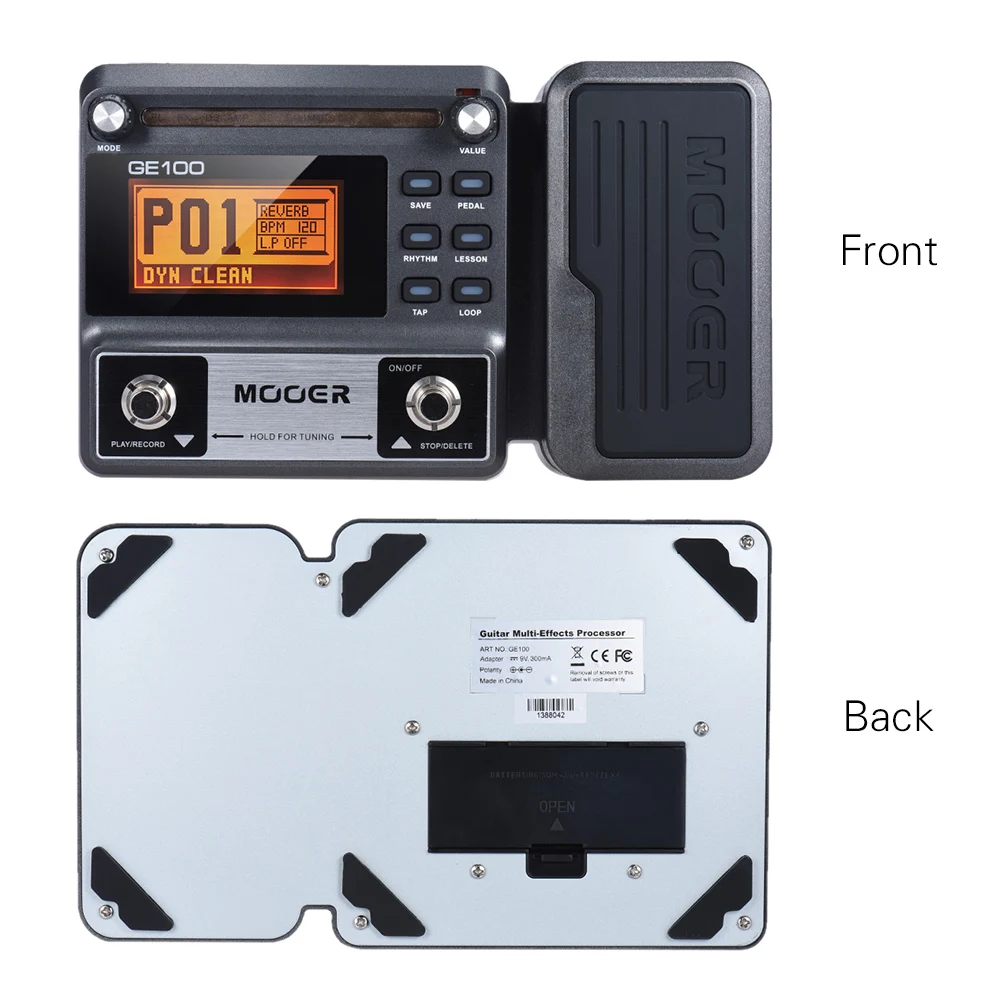 MOOER GE100 гитарный мульти-процессор эффектов Педаль эффектов с большим ЖК-дисплеем 8 модулей эффектов циклическая запись(180 секунд