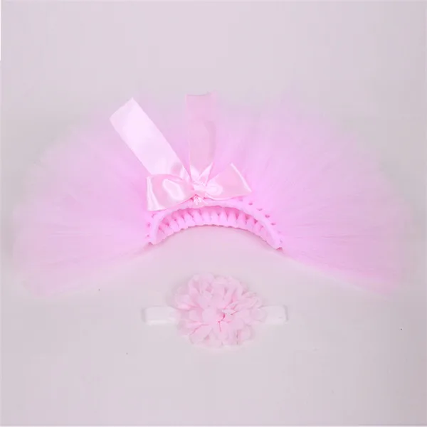 Лидер продаж; фатиновая юбка-пачка для маленьких девочек и повязка на голову с цветами; Комплект для новорожденных; реквизит для фотосессии; подарок на день рождения - Цвет: pink