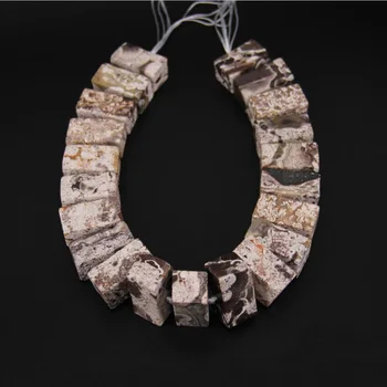 

21PCS Strand Large Natural Ocean Stones Rectangular Solid Loose Beads,Middle Drilled Raw Gems Thick Stick Beads Pendant Necklace