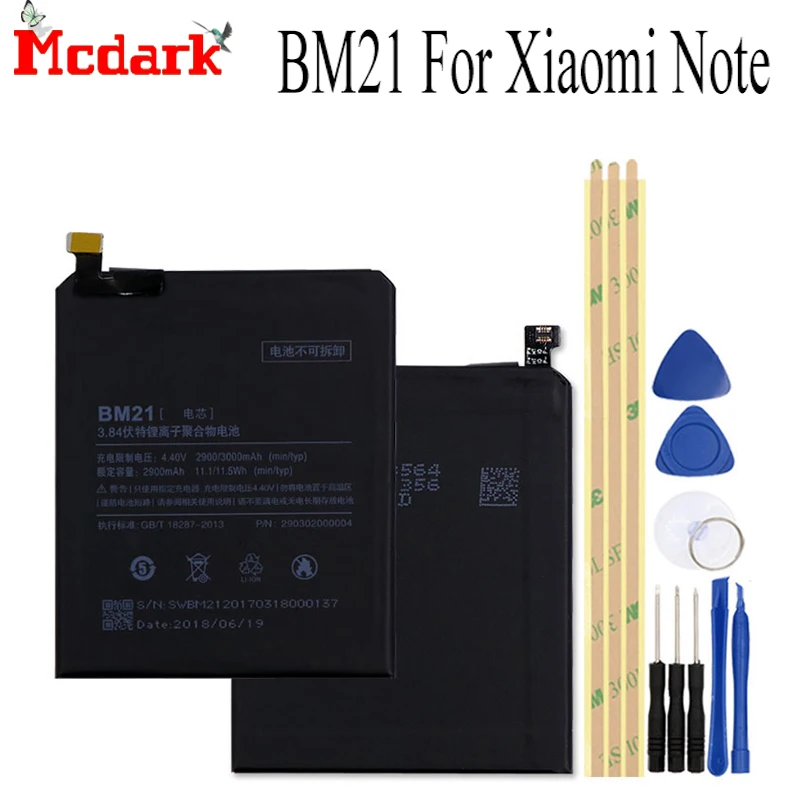Аккумулятор Mcdark BM21 для Xiaomi Note запасная деталь телефона с инструментами