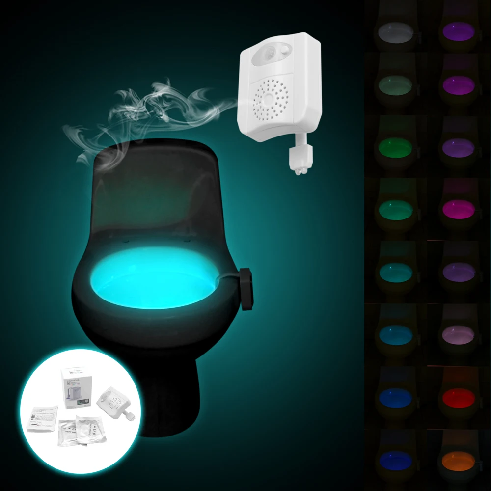 

PIR Motion+Light Sensing Sensor Toilet Seat Night Light 16 Colors Waterproof Backlight For Toilet Bowl LED Lamp WC Toilet Light