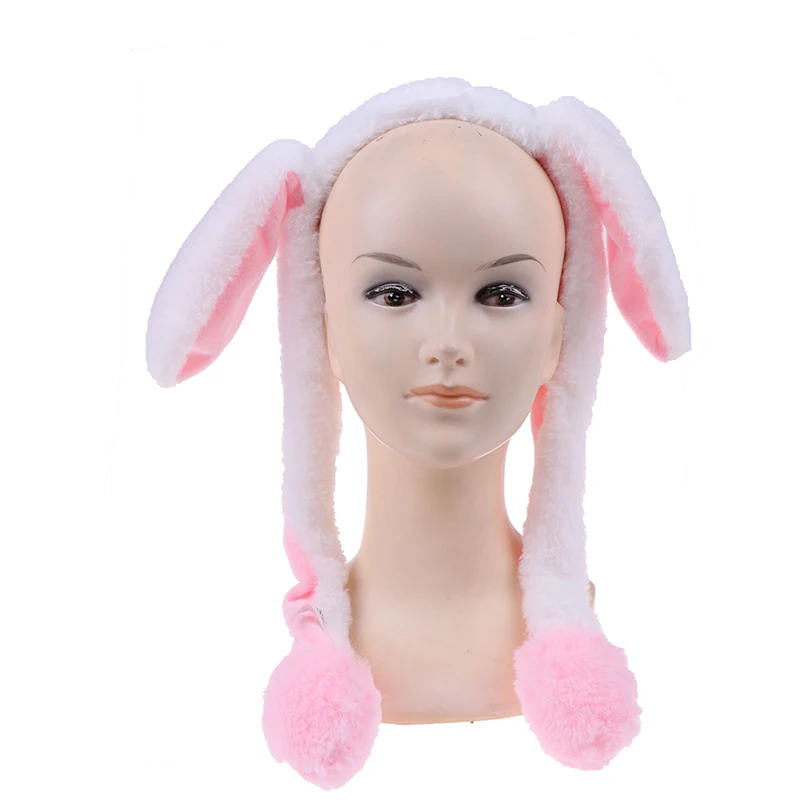 Cute Rabbit Ear Hat Headband Can Move Cute Cap Plush Gift Moving Hat Dance Toy - Цвет: Белый