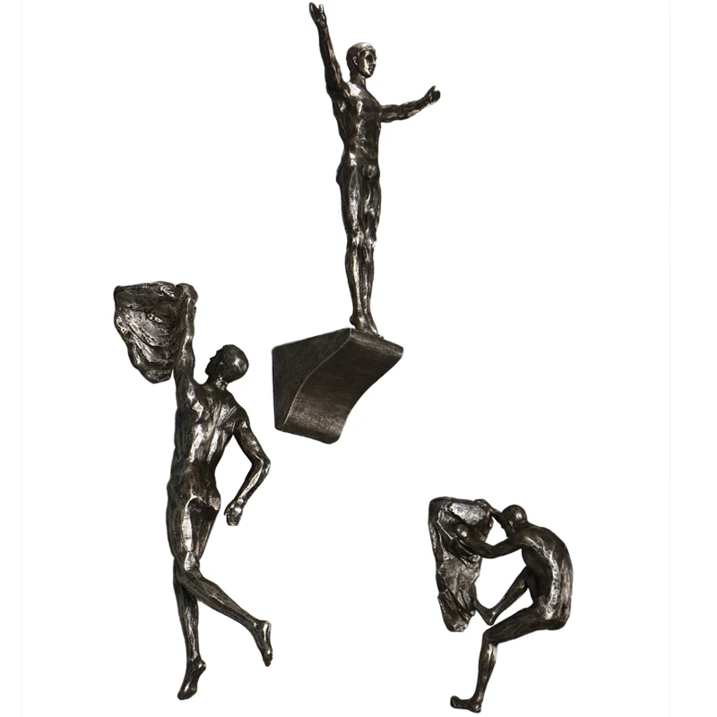 Creative Resin Statue Rock Climbing Men Figurine Wall ornaments home