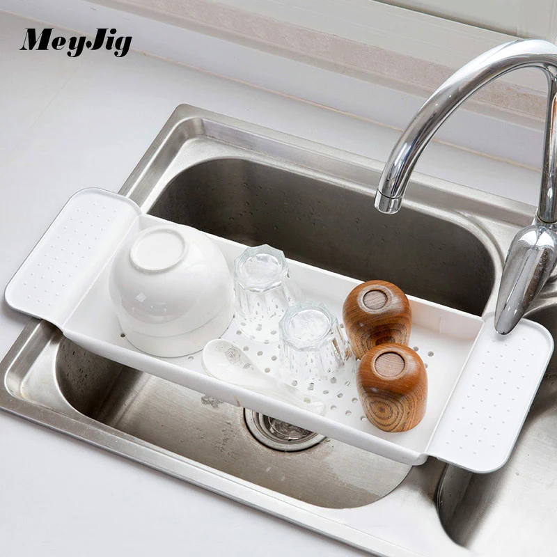 Meyjig Telescopic Sink Drain Rack Kitchen Plastic Tableware Shelf Meyjig Telescopic Sink Drain Rack Kitchen Plastic Tableware Shelf Storage Container Organizer Dish Bath In Holders Racks From
