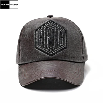 

[NORTHWOOD] High Quality Pu Leather Cap Bone Winter Baseball Cap Men Women Casquette Snapback Hat Pattern Cap
