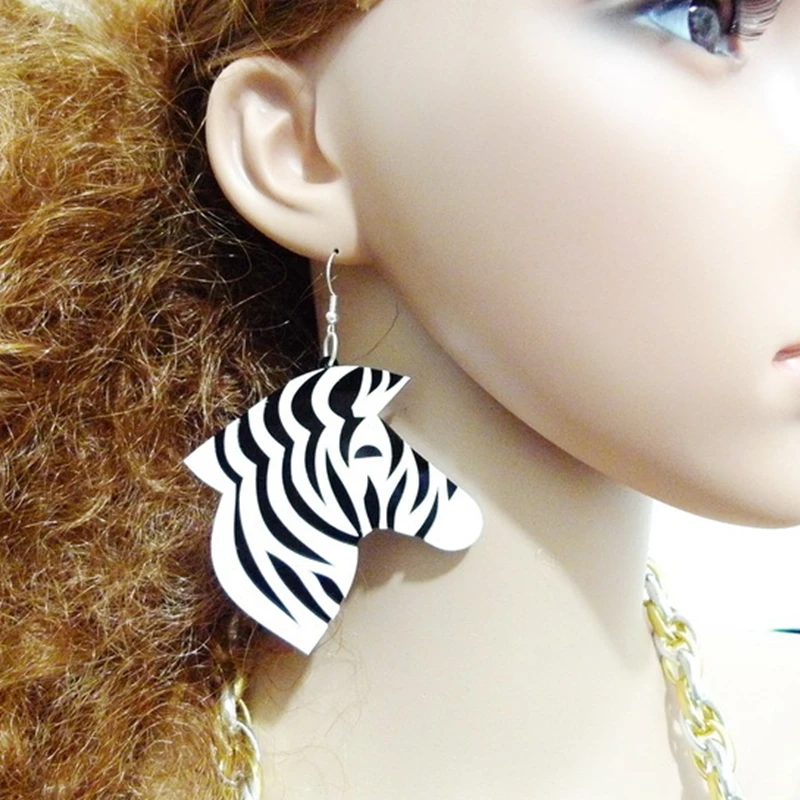Doreen Box Zebra Animal New Fashion Women Drop Earrings Acrylic Black