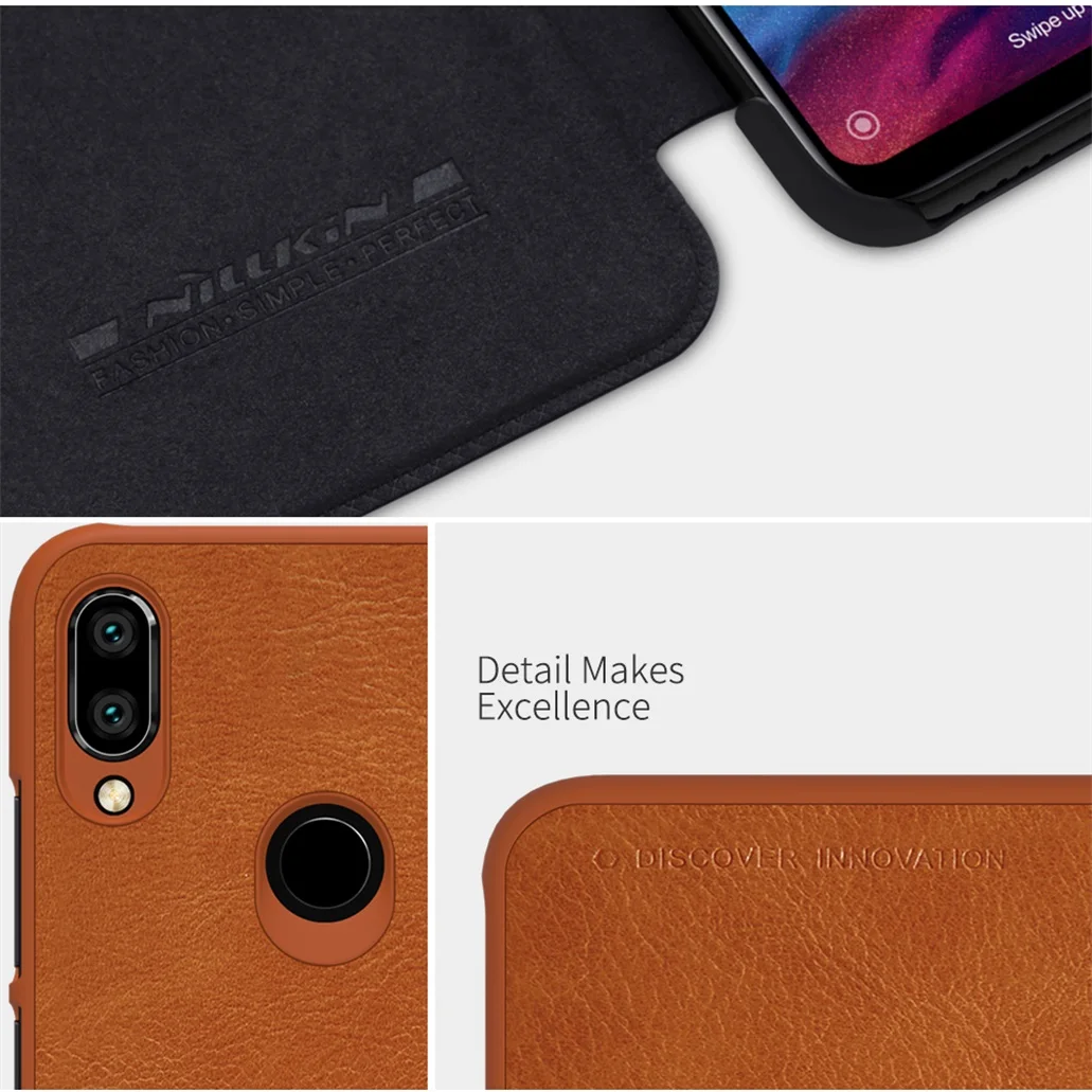 Xiaomi Redmi Note 7 флип кейс 7S чехол Nillkin QIN карточка карман бумажник кожаный телефон