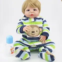 Полный силиконовые возрождается детские куклы мультфильм модель игрушки для детей спать сопровождают реалистичные куклы унисекс 55 см