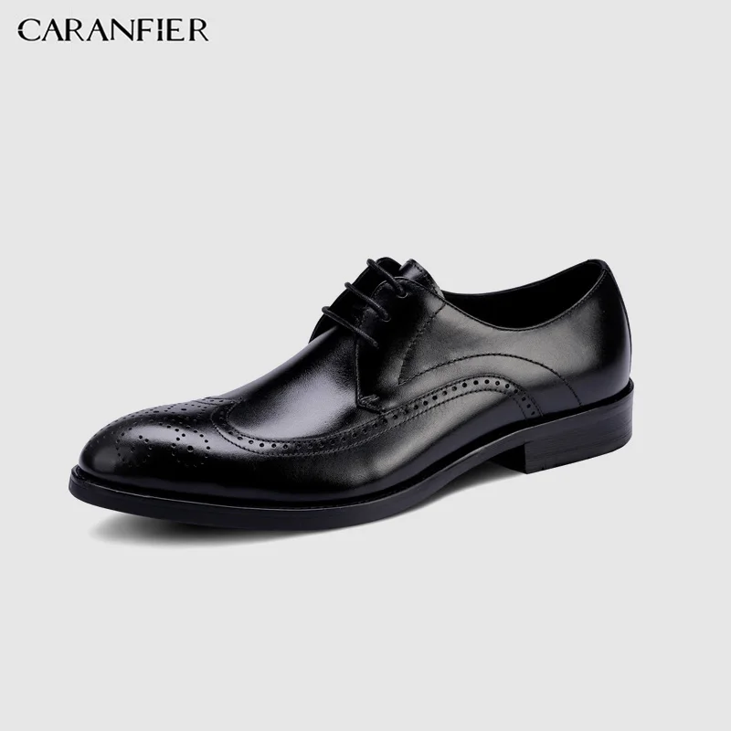 Мужские классические туфли CARANFIER из натуральной кожи однотонные повседневные